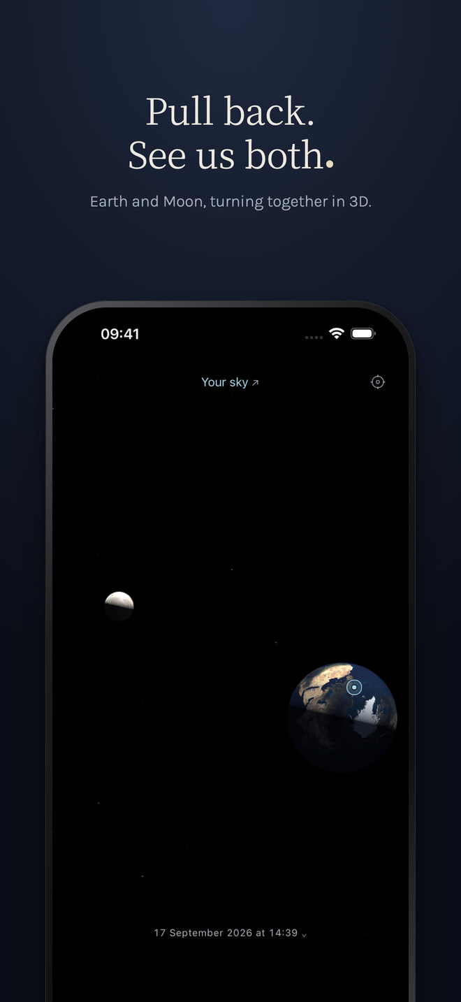 Lune - Earth and Moon together in 3D